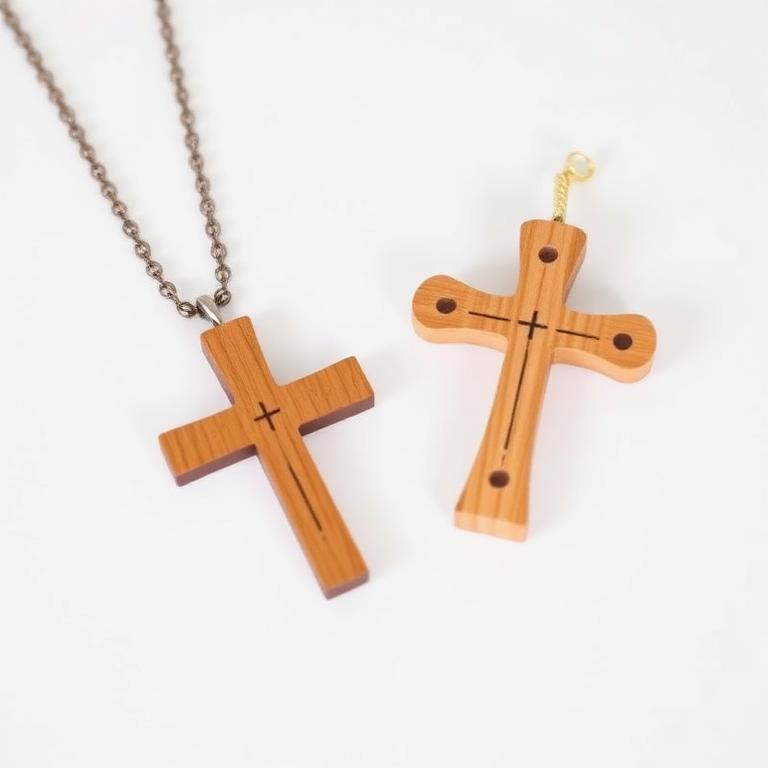 Wooden Cross Pendant Set